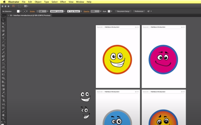 belajar adobe illustrator emoticon design